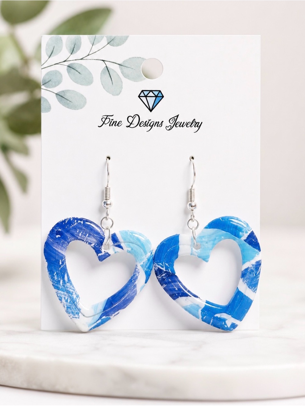 Deep Blue Heart Earrings
